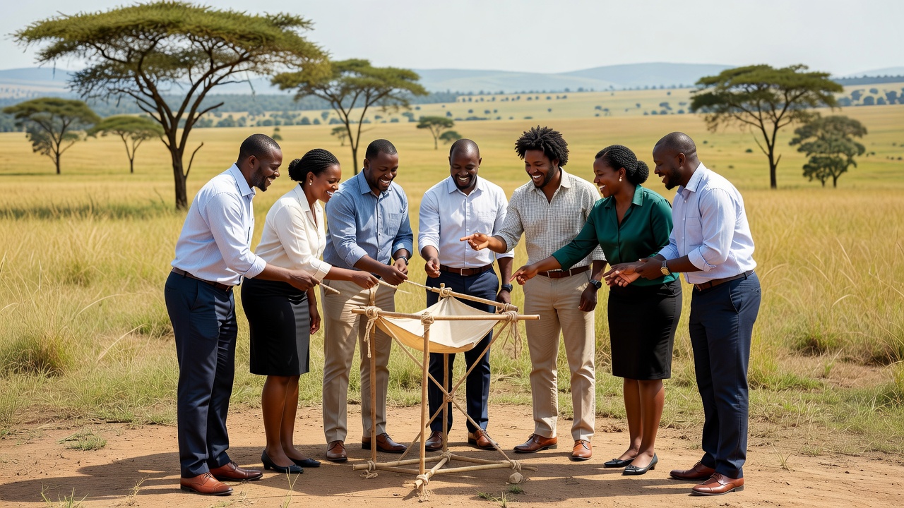 Open Meadow Deck team building workshop outdoors in Uganda